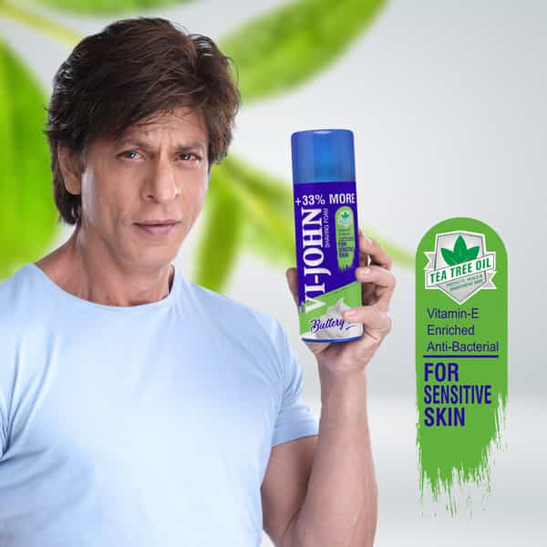 Vi-John Sensitive Skin Shaving Foam - Men | Vitamin E & Anti Bacterial Properties (300Ml+33% Extra)