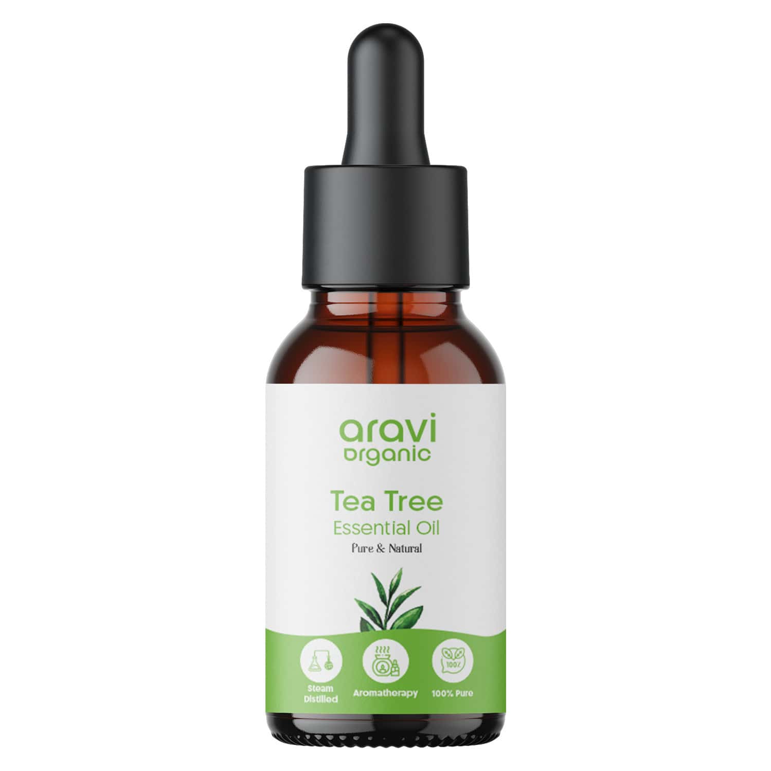 Aravi Organic Tea Tree Essential Oil - Fights Acne | Dandruff & Soothes Scalp - 15ml