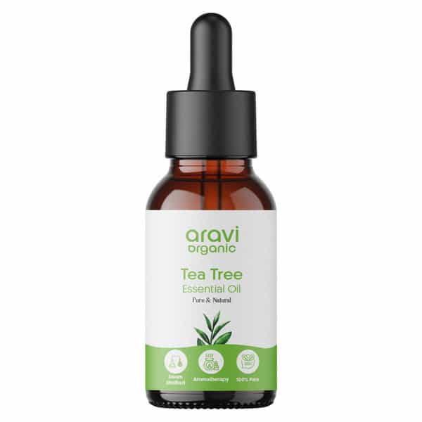 Aravi Organic Tea Tree Essential Oil - Fights Acne | Dandruff & Soothes Scalp - 15Ml
