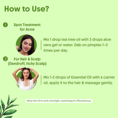 Aravi Organic Tea Tree Essential Oil - Fights Acne | Dandruff & Soothes Scalp - 15ml