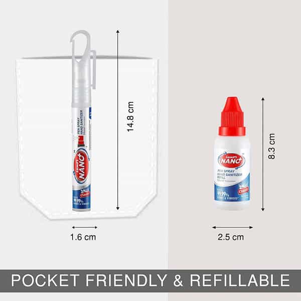 Luxor Nano Pen Sanitizer Spray With Refill Bottle 10 Ml + 20 Ml - Classic