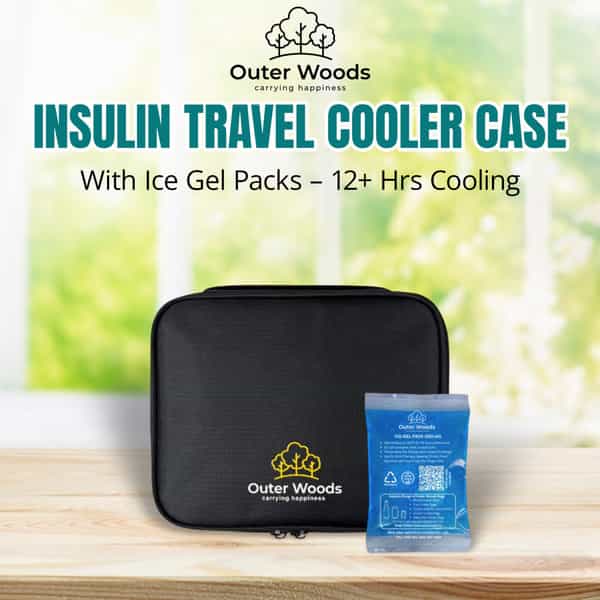 Outer Woods Insulin Cooler Bag Plus With 2 Ice Gel Packs | 12+ Hrs Cooling | Insulin Carrier - Black