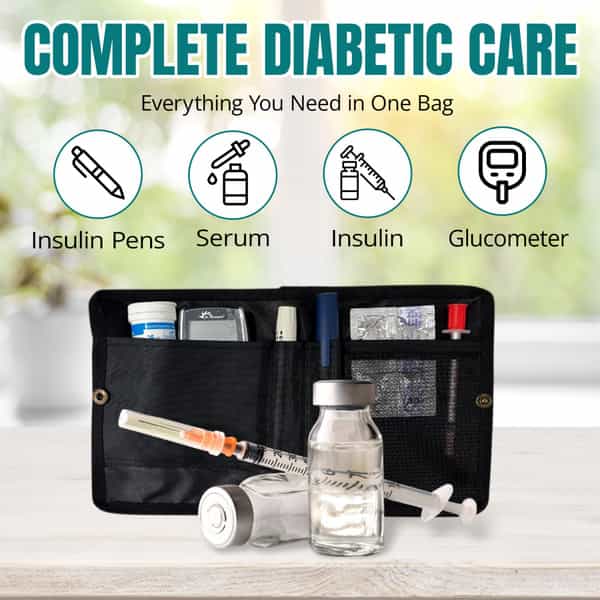 Outer Woods Insulin Cooler Bag Plus With 2 Ice Gel Packs | 12+ Hrs Cooling | Insulin Carrier - Black