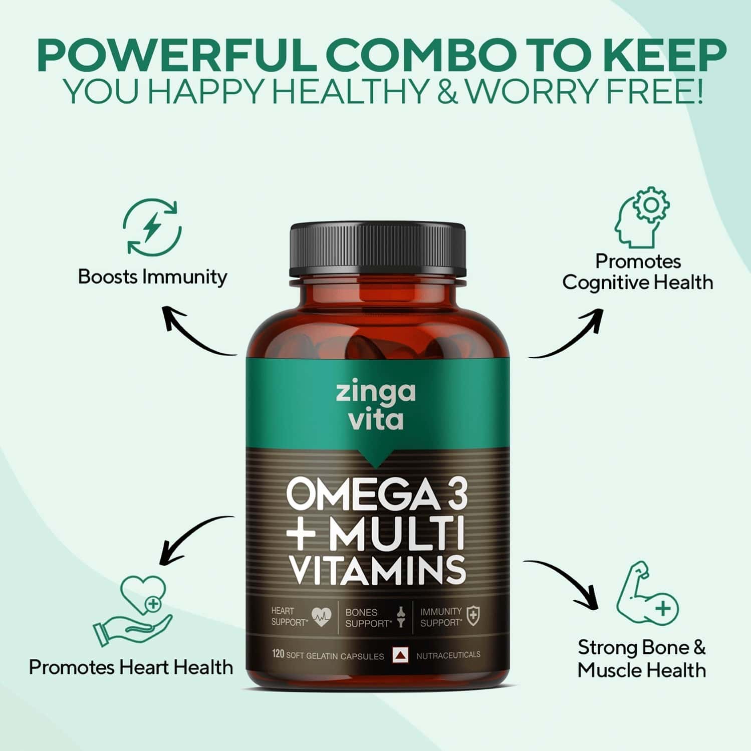 Buy ZINGAVITA MULTIVITAMIN + OMEGA 3 FISH OIL FOR MEN & WOMEN 120