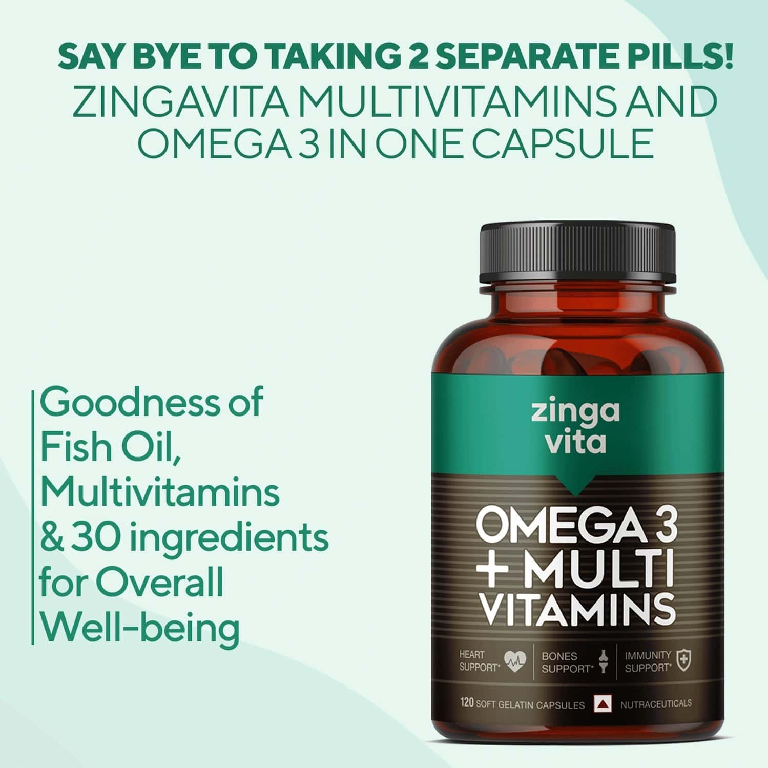 Buy ZINGAVITA MULTIVITAMIN + OMEGA 3 FISH OIL FOR MEN & WOMEN 120