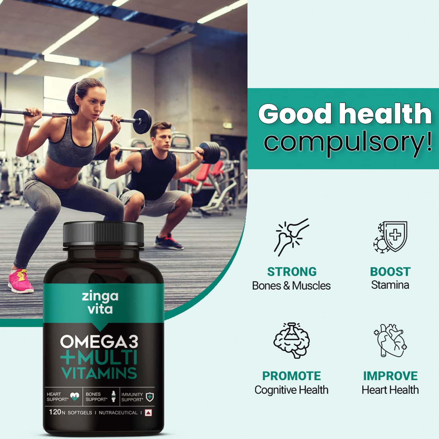 Buy ZINGAVITA MULTIVITAMIN + OMEGA 3 FISH OIL FOR MEN & WOMEN 120