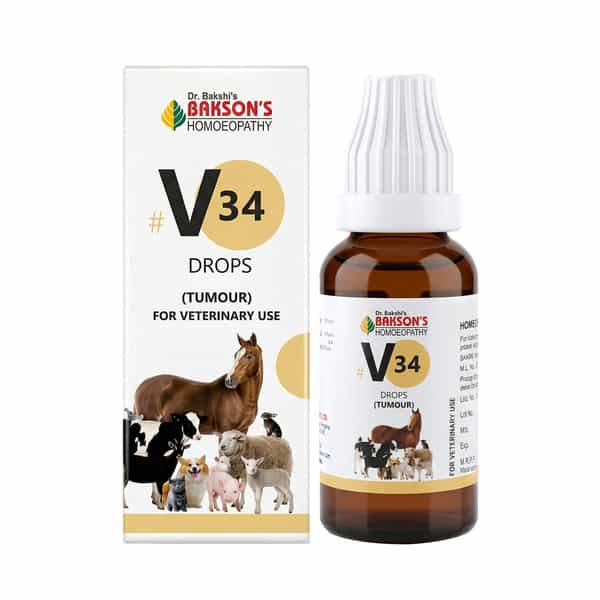 Bakson Homoeopathy V34 Drops | Tumour |For Veterinary Use | 30 Ml