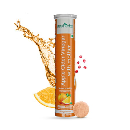 Neuherbs Apple Cider Vinegar Orange Flavour 20 Effervescent Tablets For Weight Management