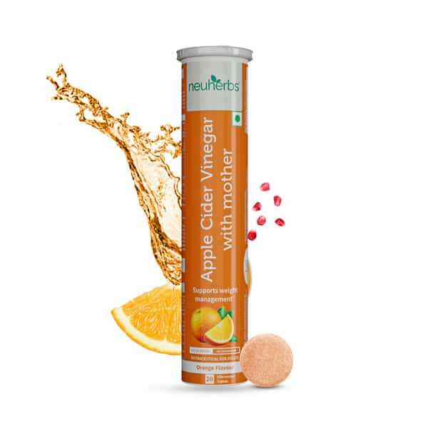 Neuherbs Apple Cider Vinegar Orange Flavour 20 Effervescent Tablets For Weight Management