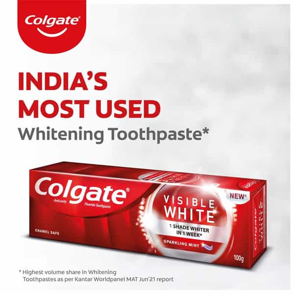 Colgate Visible White 200G (100G X 2 | Pack Of 2) Teeth Whitening Toothpaste With Minty Flavor