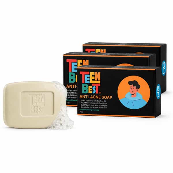Healthbest Teens Anti-Acne Soap | Oily & Acne-Prone Skin | Gentle Cleansing (13-19 Years) Pack Of 3