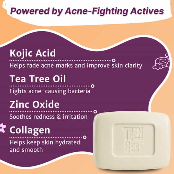 Healthbest Teens Anti-Acne Soap | Oily & Acne-Prone Skin | Gentle Cleansing (13-19 Years) Pack Of 3