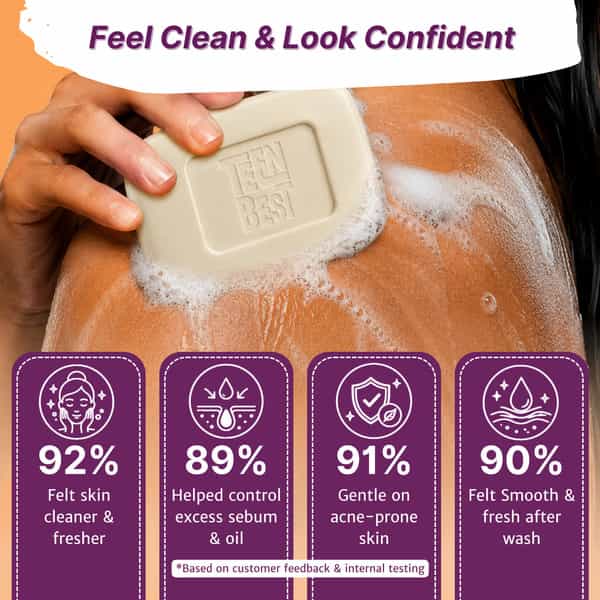 Healthbest Teens Anti-Acne Soap | Oily & Acne-Prone Skin | Gentle Cleansing (13-19 Years) Pack Of 3