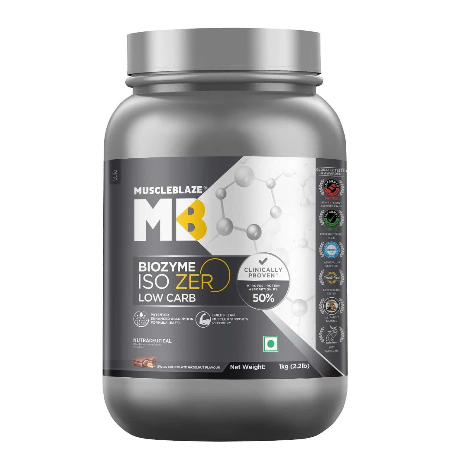 Muscleblaze Iso-zero Whey (swiss Choc Hazelnut | 1kg) | 27g Protein | Eaf | Low Carb