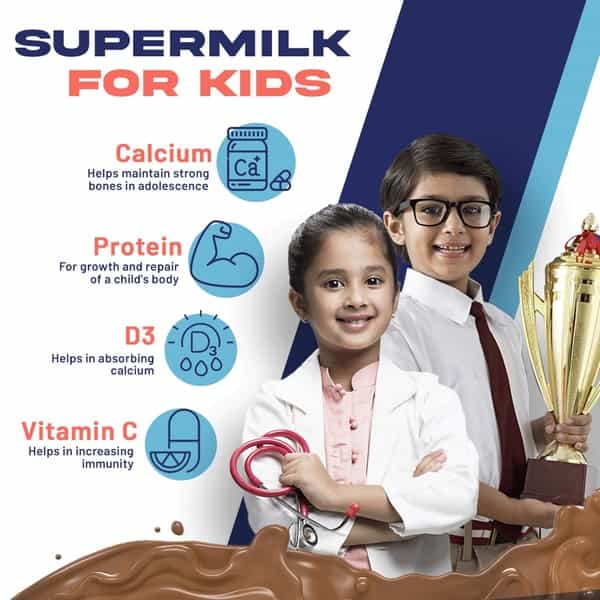 Gritzo Supermilk 8-12Y (Young Athletes) Nutrition Drink- 400 G Natural Double Chocolate