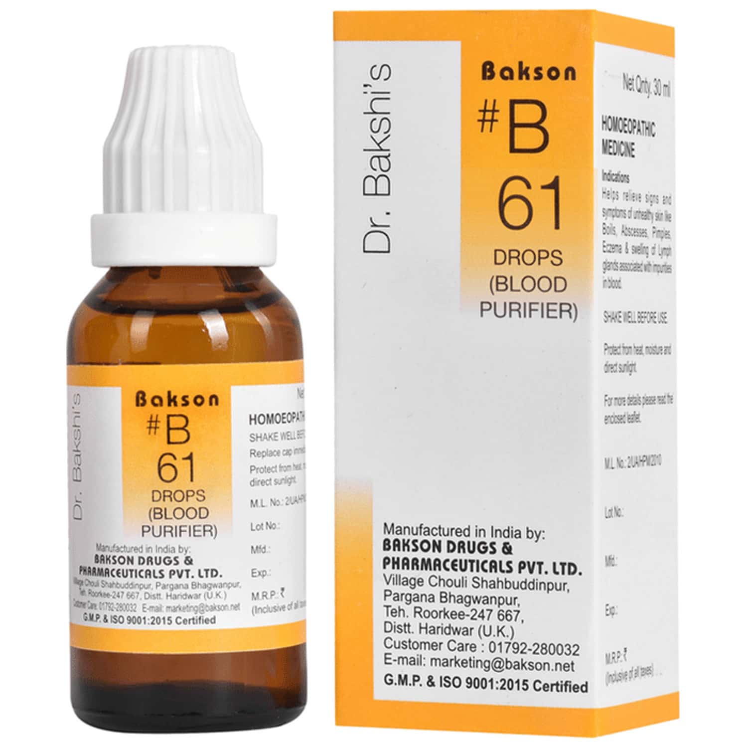 Baksons Homoeopathy B61 Blood Purifier Drops 30 Ml