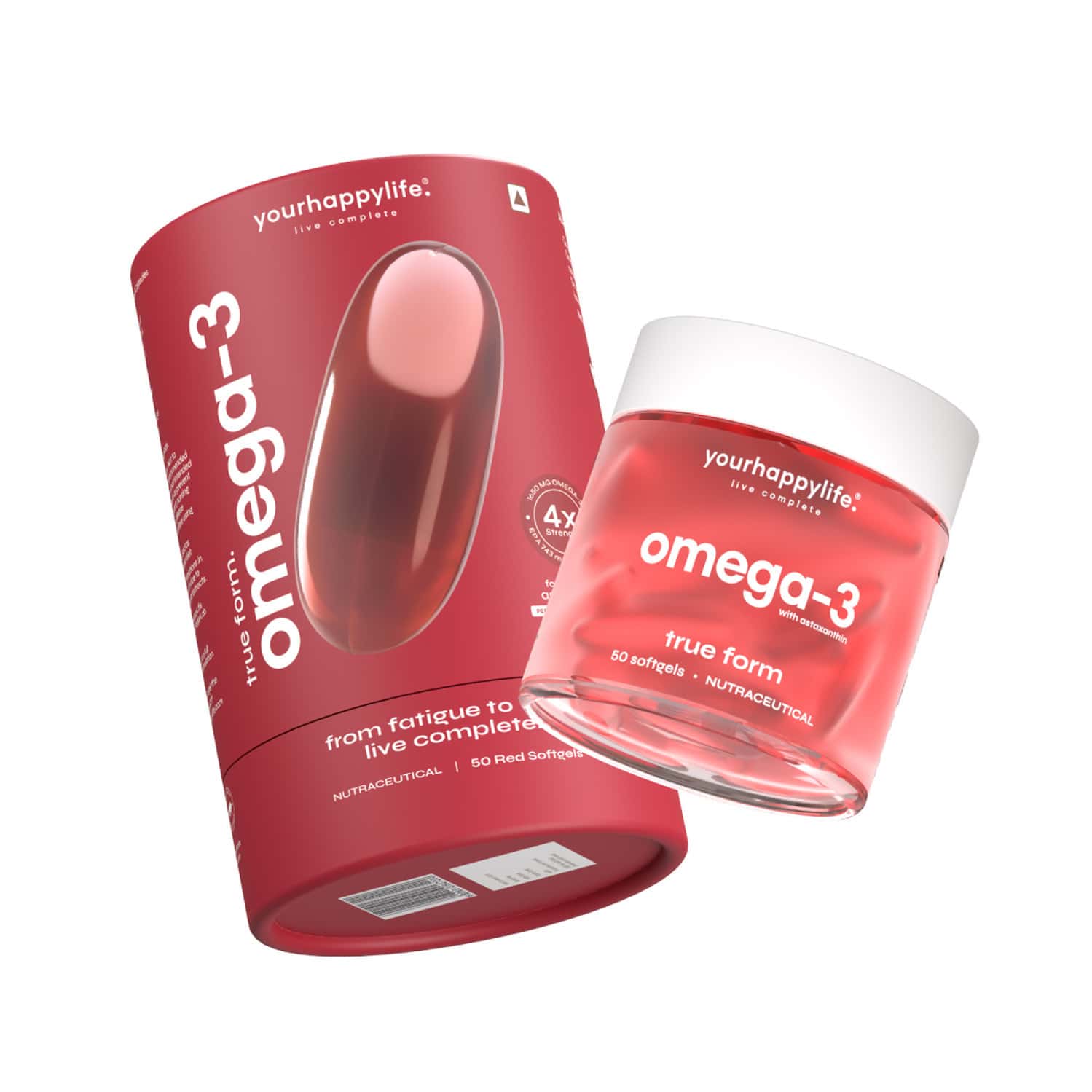 Yourhappylife Omega-3 4x Strength With Astaxanthin 4x Concentrated Triglyceride Omega-3 Fish Oil 50n