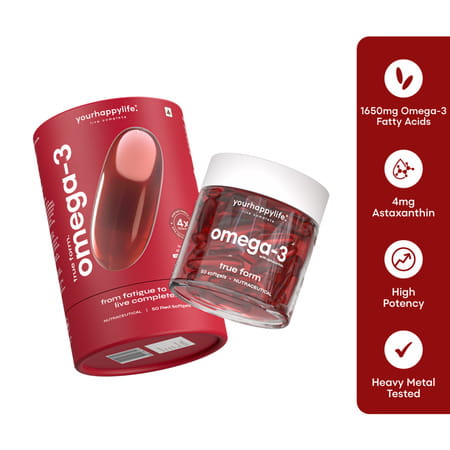 Yourhappylife Omega-3 4x Strength With Astaxanthin 4x Concentrated Triglyceride Omega-3 Fish Oil 50n