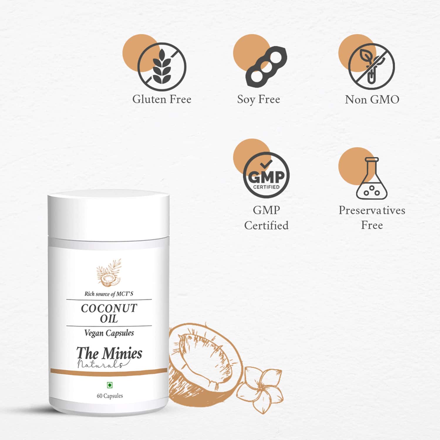 Buy MINIES NATURALS COCONUT OIL VEGAN CAPSULES Online & Get Upto 60