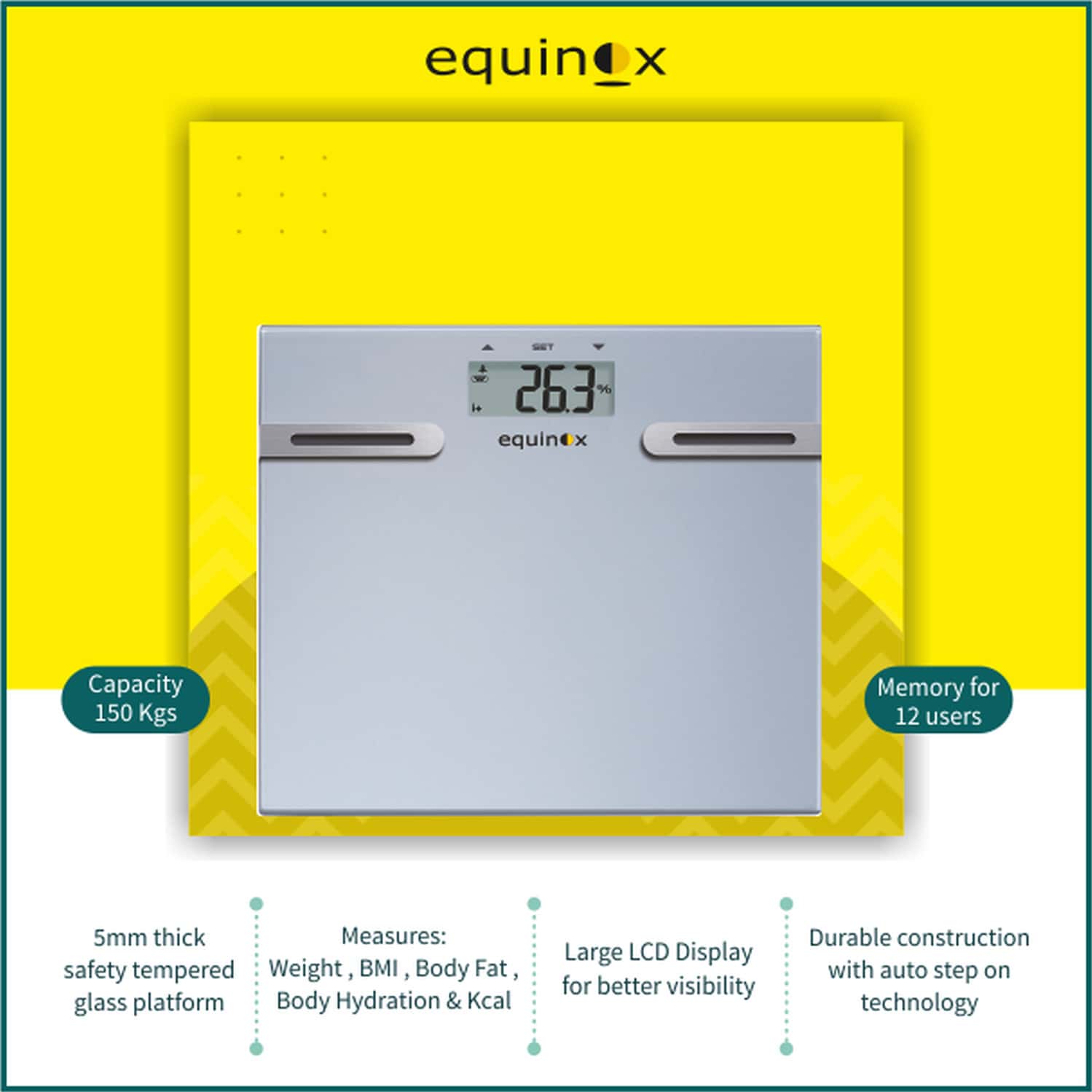 Buy EQUINOX DIGITAL BODY COMPOSITION ANALYSER EQEB66 ELEGANT DESIGN