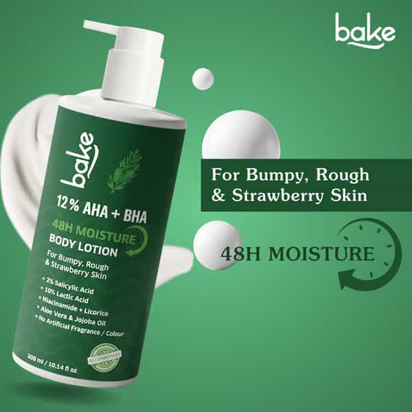 Bake 12% Aha + Bha Exfoliating Body Lotion With 48H Moisture For Rough & Bumpy Skin Relief | 300Ml