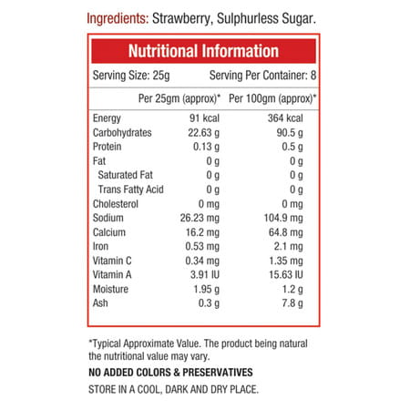 Nourishvitals Strawberry Dried Fruit (Dehydrated Fruits) - 200gm