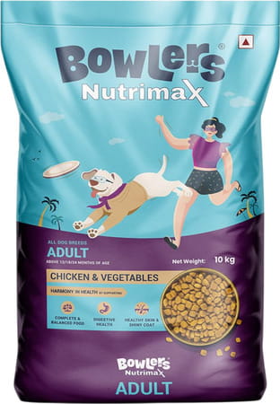 Bowlers Nutrimax Adult Dry Dog Food | Chicken & Vegetables | 10 Kg Protein