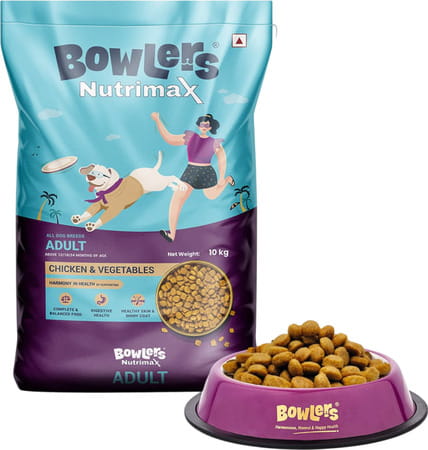 Bowlers Nutrimax Adult Dry Dog Food | Chicken & Vegetables | 10 Kg Protein