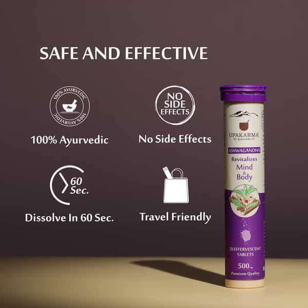 Upakarma Ayurveda Ashwagandha 500Mg 20 Premium Quality Effervescent Tablets
