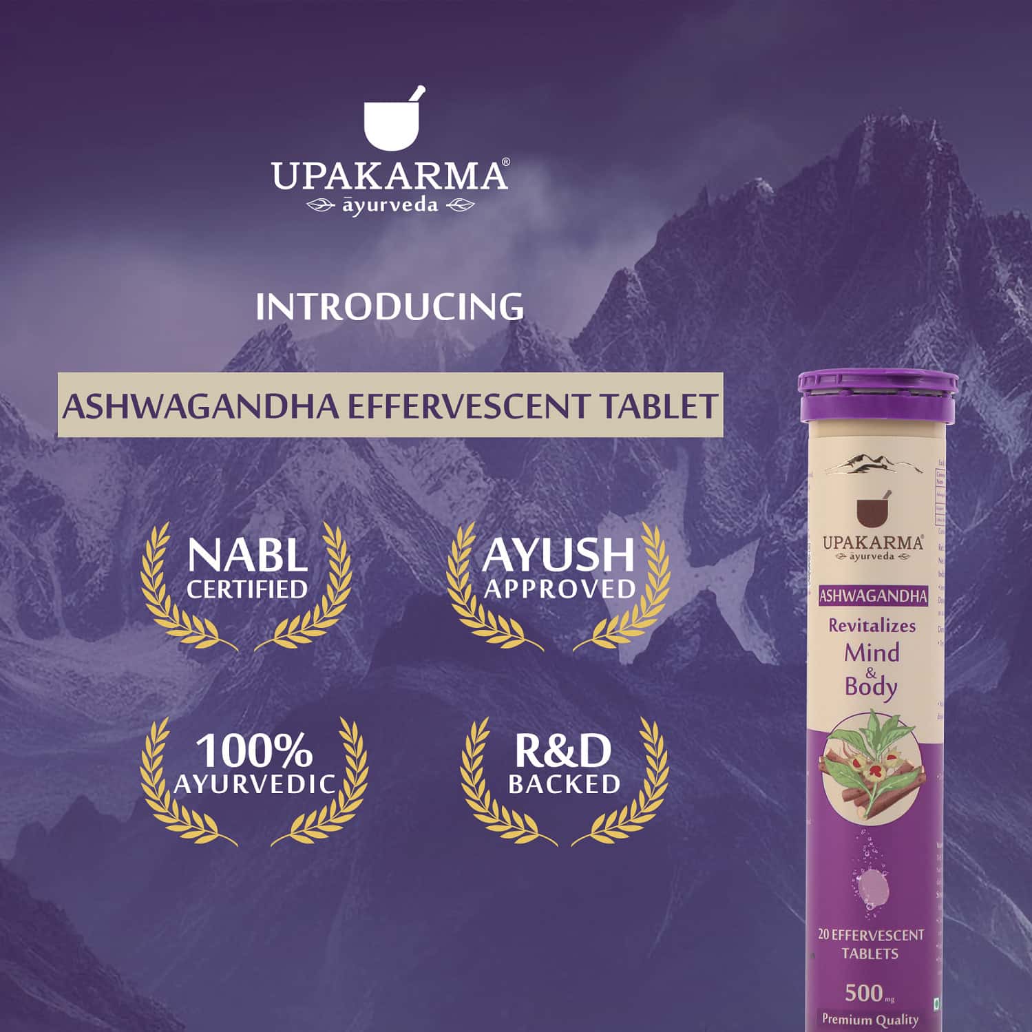 Buy UPAKARMA AYURVEDA ASHWAGANDHA 500MG 20 PREMIUM QUALITY EFFERVESCENT