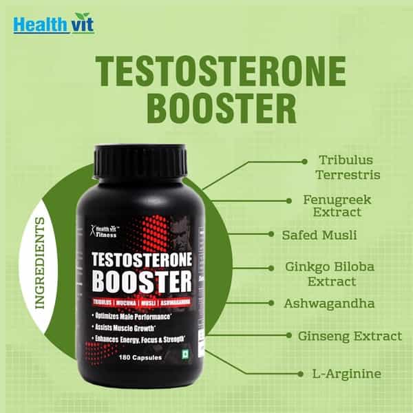 Healthvit Fitness Testosterone Booster Supplement - 180 Capsules
