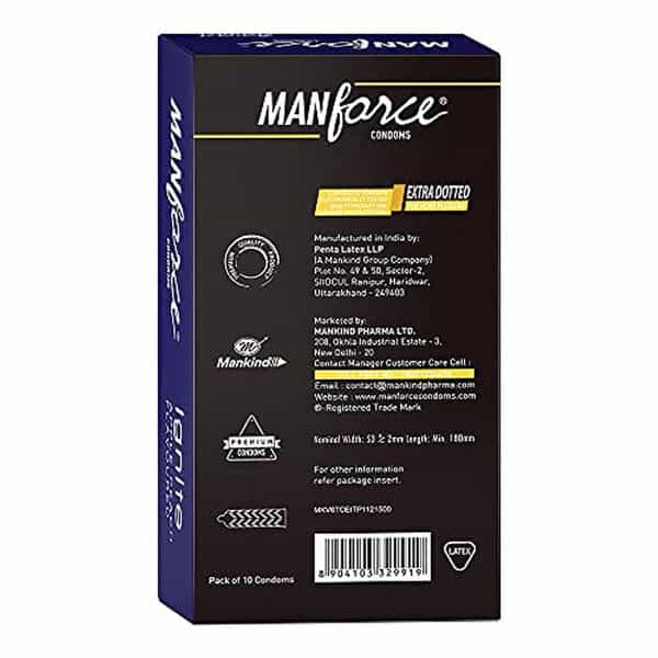 Manforce Ignite Apple-Peach Flavoured Extra Dotted Box Condoms (Set Of 3 30 Pcs)