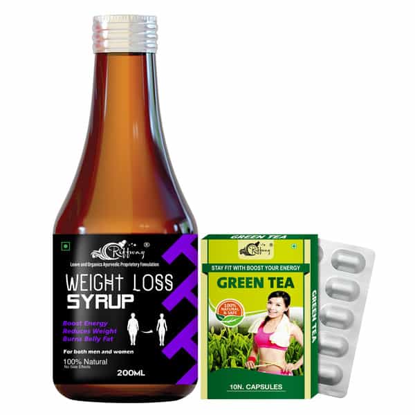 Weight Loss Syrup & Green Tea Capsules - 100% Ayurvedic (200Ml+10Capsules)