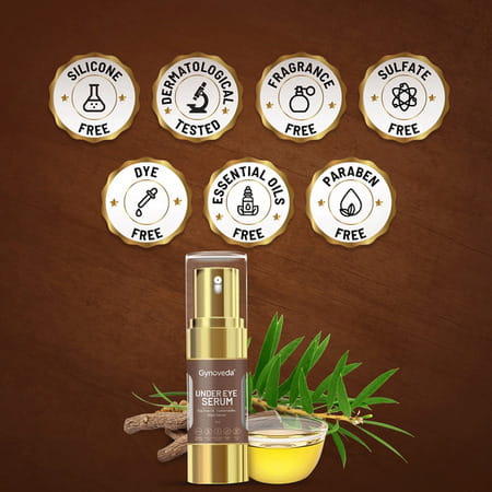 Gynoveda Under Eye Serum For Dark Circles Puffiness With Tea Tree Oil Yashtimadhu. 30ml