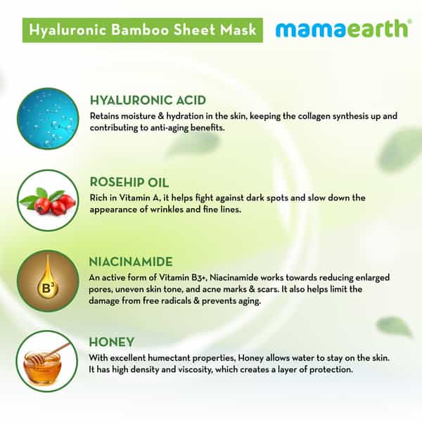 Mamaearth Hyaluronic Bamboo Sheet Mask With Rosehip Oil For Soft & Plump Skin - 25 G