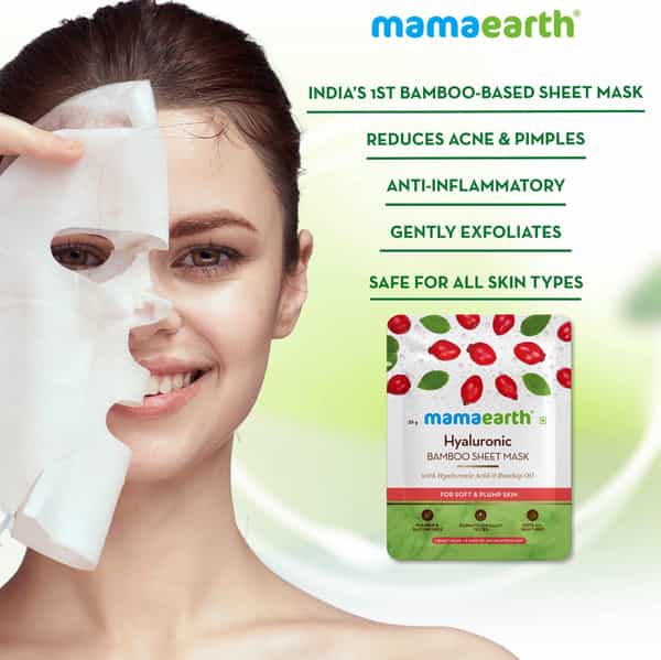 Mamaearth Hyaluronic Bamboo Sheet Mask With Rosehip Oil For Soft & Plump Skin - 25 G