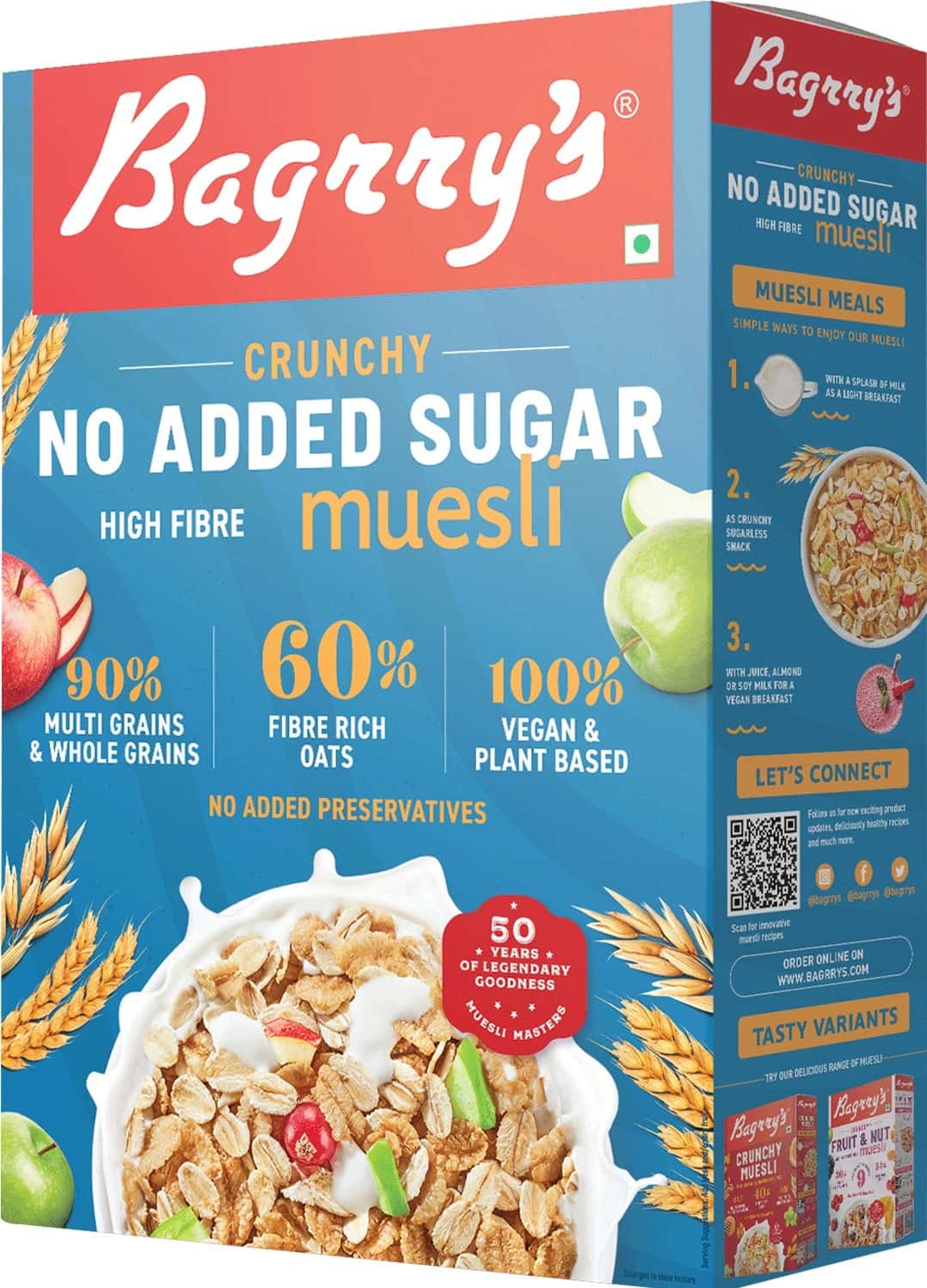 Buy BAGRRY'S NO ADDED SUGAR CRUNCHY MUESLI 500G Online & Get Upto 60