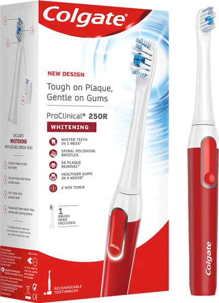 Colgate Proclinical 250R Rechargeable Sonic Electric Toothbrush With Spiral Bristles Whitening