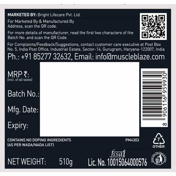 Muscleblaze Pre Workout Wrathx With Creapure ? | Nitroblaze & Bioperine (Cola Frost | 510 G)