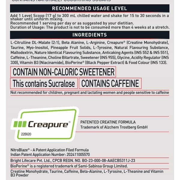 Muscleblaze Pre Workout Wrathx With Creapure ? | Nitroblaze & Bioperine (Cola Frost | 510 G)