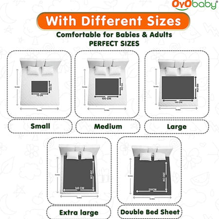 Oyo Baby Waterproof Rubber Sheet Double Bed Size (200cm X 260cm Dark Sea Blue)