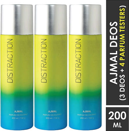 Ajmal Distraction Deodorant Combo Pack Of 3 Deodorants 200Ml Each (Total 600Ml) For Men & Women