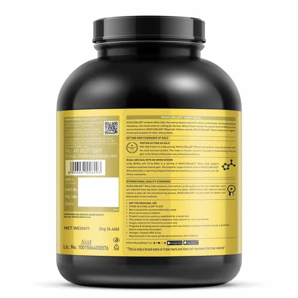 Muscleblaze Whey Gold | 100 Whey Protein Isolate | Labdoor Usa Certified (Gourmet Vanilla | 2Kg)