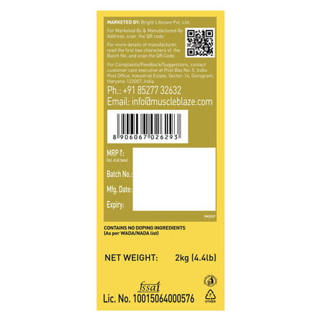 Muscleblaze Whey Gold | 100 Whey Protein Isolate | Labdoor Usa Certified (Gourmet Vanilla | 2Kg)