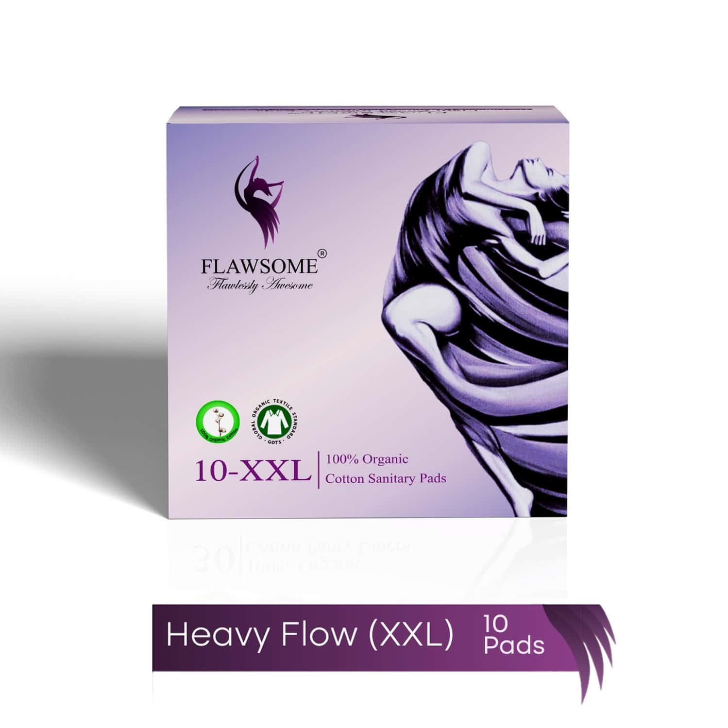 Flawsome 100% Organic Sanitary Pads | High Absorption | Size Xxl | With Paper Disposal Pouches - 10n