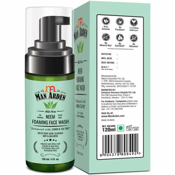 Man Arden Anti-Acne Neem Foaming Face Wash 120 Ml