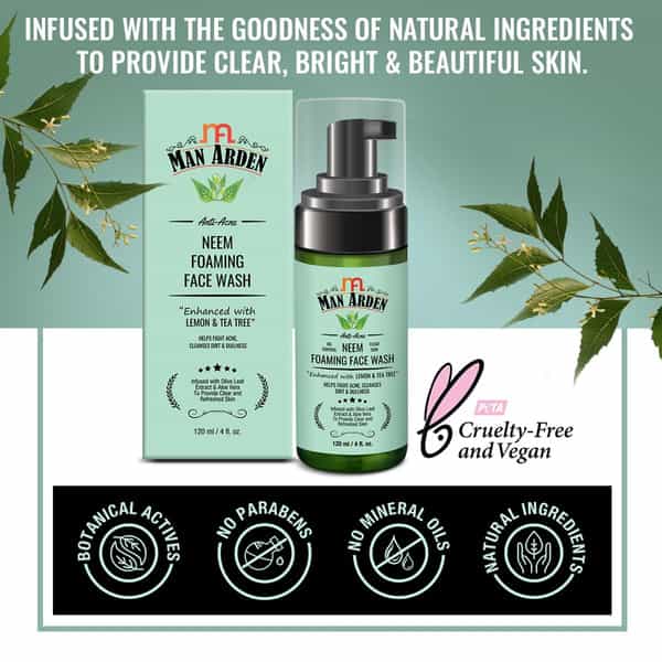 Man Arden Anti-Acne Neem Foaming Face Wash 120 Ml