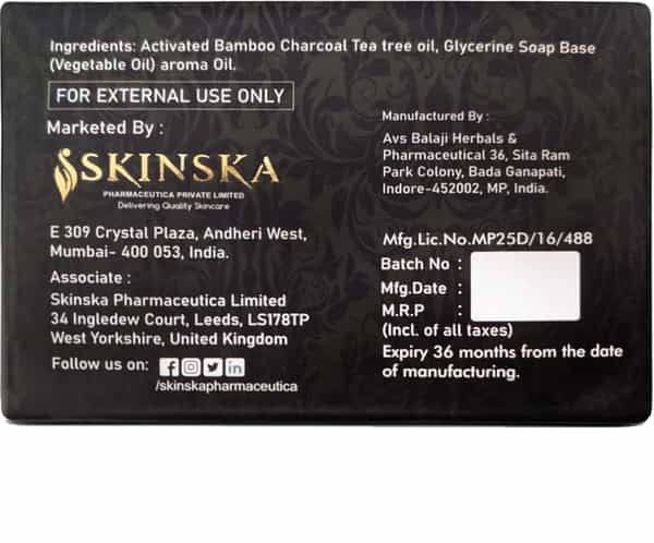 Skinska Skinska Naturals Activated Charcoal & Tea Tree Soap - 125Gm