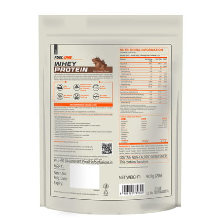 Fuel One Whey Protein Powder (Rich Chocolate | 907g / 2lbs) | | 24g Protein Per Scoop