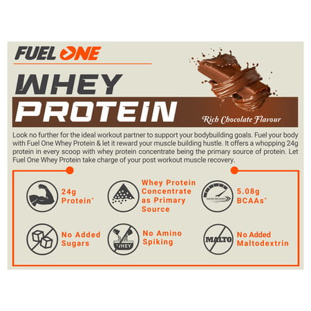 Fuel One Whey Protein Powder (Rich Chocolate | 907g / 2lbs) | | 24g Protein Per Scoop
